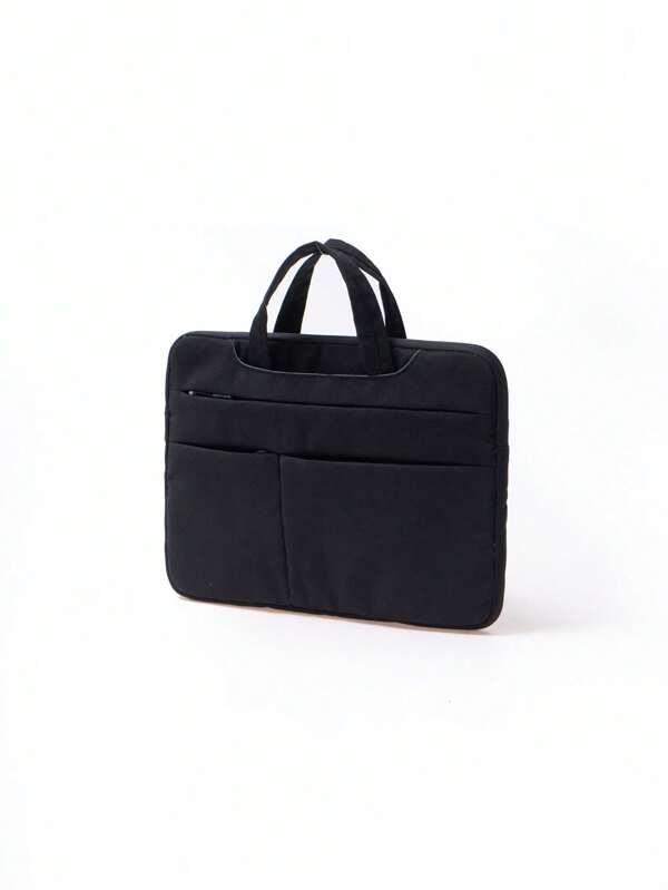 Minimalist Laptop Bag With Zipper Double Handle Black Design Computer