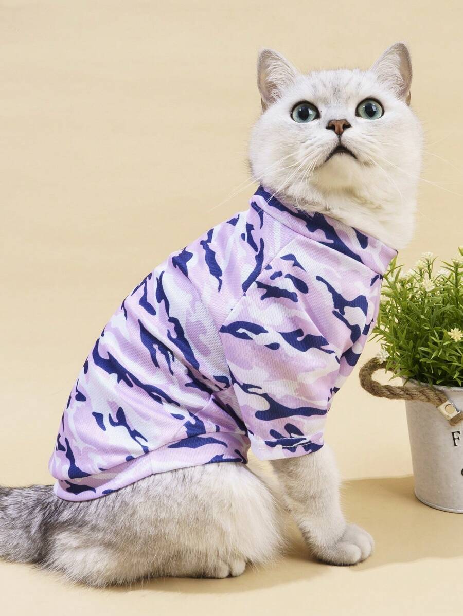 1 áo thun thú cưng in họa tiết camo cho chó và mèo cho mùa hè - Nhiều màu - Xem 1