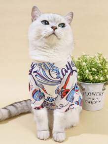 1pc Cartoon Graphic Pet Tee For Dog And Cat For Summer - Multicolor - View 5