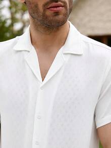 Manfinity Homme Hombres Camisa unicolor con botón sin camiseta - Blanco - Ver 4