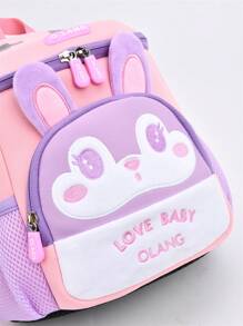 中等經典背包卡通兔子和字母圖案可愛 - 粉色 - 查看 6