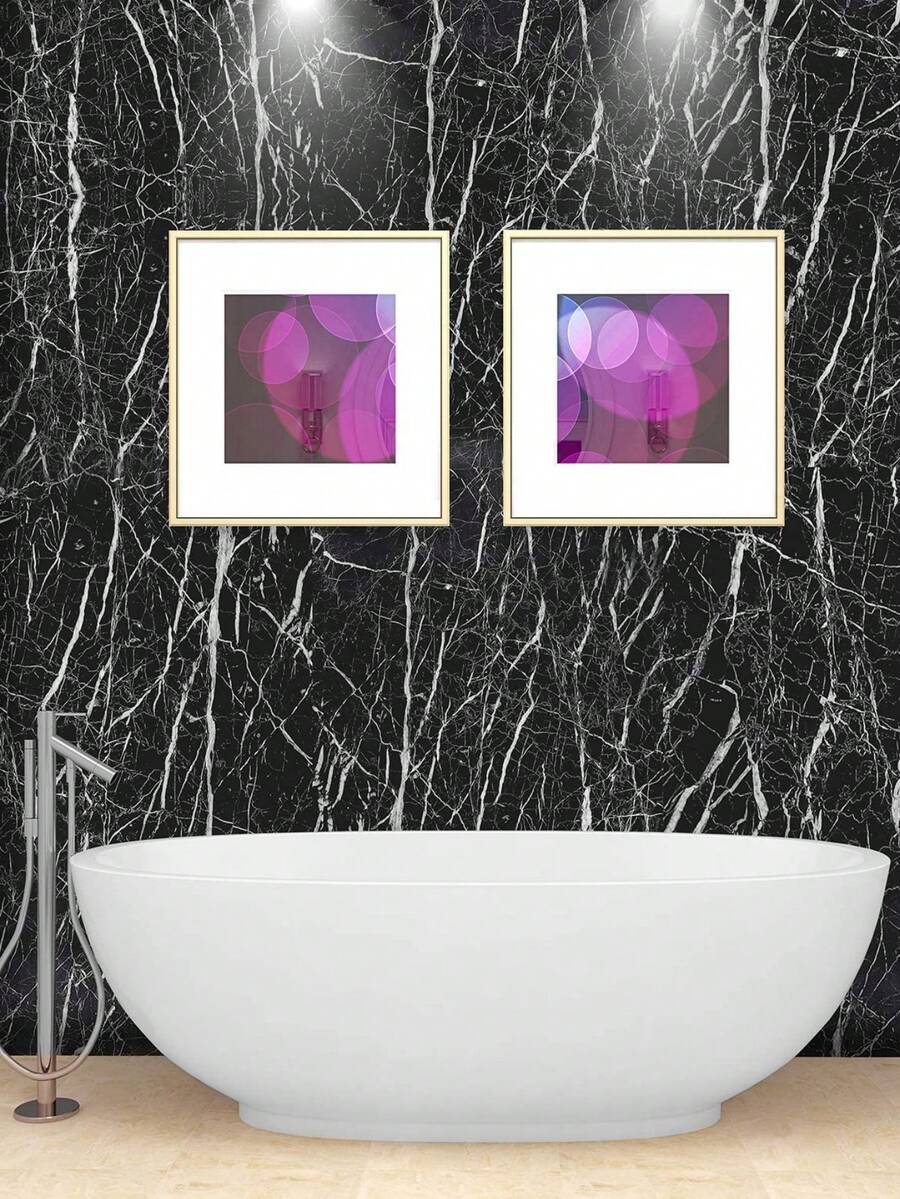 1 Roll Black Marble Waterproof OilProof Self Adhesive Vinyl Wallpaper