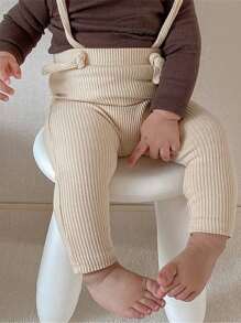 可愛條紋彈性腰帶春秋時節嬰兒男孩背帶褲