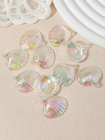 10 piezas de adornos de acrílico transparente de alta calidad con forma de concha para aretes, pulseras, collares, ropa y para hacer joyas DIY durante las vacaciones