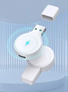 2-In-1 USB + USB-C Wireless Charger Compatible With Apple Watch, Suitable For All Apple Watch Series Suitable For Office, Dorm, And Home Nan - White - View 1