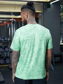 Manfinity Sport Corelite Men Letter Camo Print Sports Tee - Mint Green - View 2