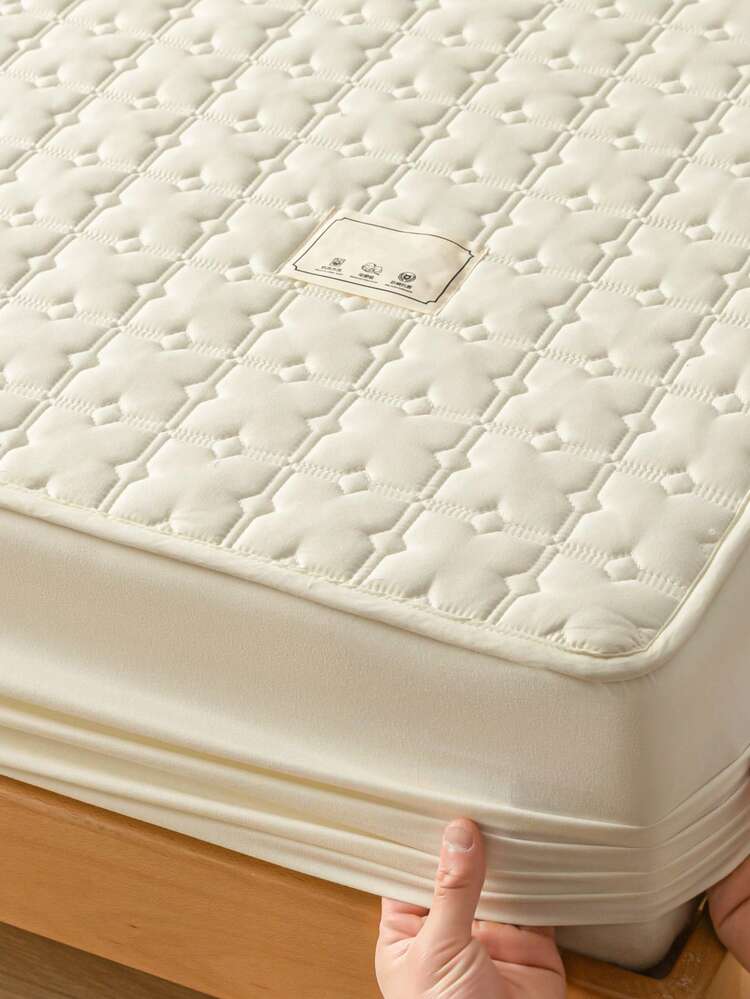 1pc Plain Waterproof Fitted Sheet - White - View 7