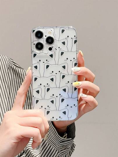 كفر هاتف شفاف نمط القط رسوم كارتون