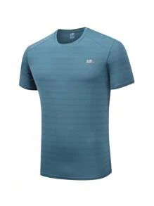 Hombres Camiseta deportiva con estampado de letra - Azul - Ver 1