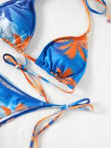 Bikinx 熱帶圖案吊脖三角形側繫帶比基尼泳裝