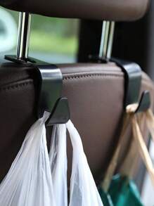 2入組素色汽車座椅背鉤 - 黑色 - 查看 1