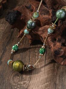 1入組波西米亞珠子裝飾長項鍊,隨機配件顏色 - 薄荷綠 - 查看 2