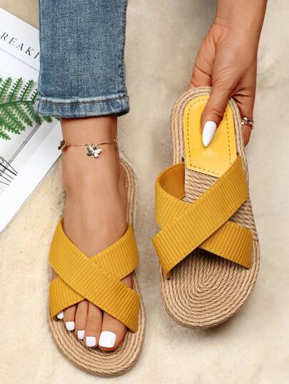 vacanza Sandali pantofoli per striscia incrociata Sandali piatti