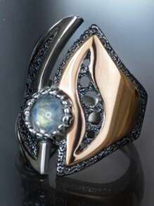 1pc Rhinestone Decor Ring Copper Jewelry - Multicolor - View 1