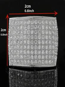 1 Miếng Sang trọng Hợp kim kẽm Khối Zirconia  Trang trí Nhẫn Cho nam giới Cho bữa tiệc Hợp kim kẽm Màu bạc - Bạc - Xem 2