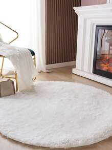 1pc Tie Dye Fuzzy Round Rug, Camel Polyester Rug, For Living Room, Bedroom - Camel - View 1