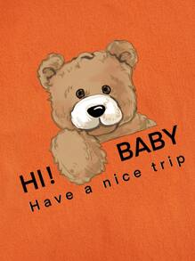 Manfinity Hypemode Men Bear & Slogan Graphic Tee - Orange - View 3