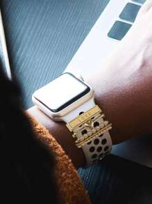 5入組不銹鋼珍珠和愛心裝飾錶帶裝飾戒指 - 玫瑰金 - 查看 5