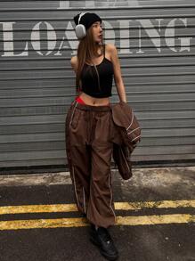 DAZY 實色短款背心上衣 - 黑色 - 查看 8