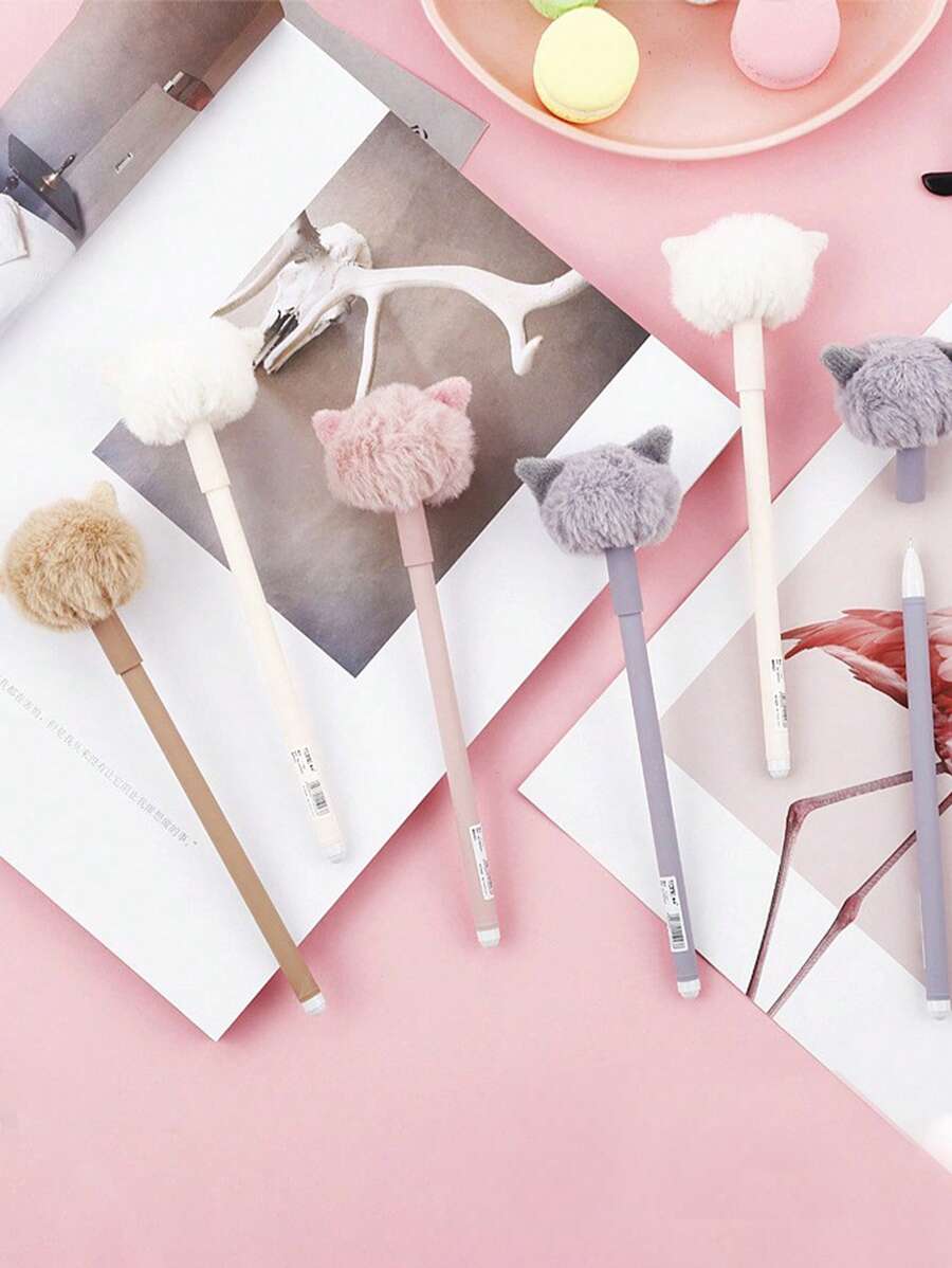 1 cái bút gel trang trí mèo hoạt hình - Hồng - Xem 1