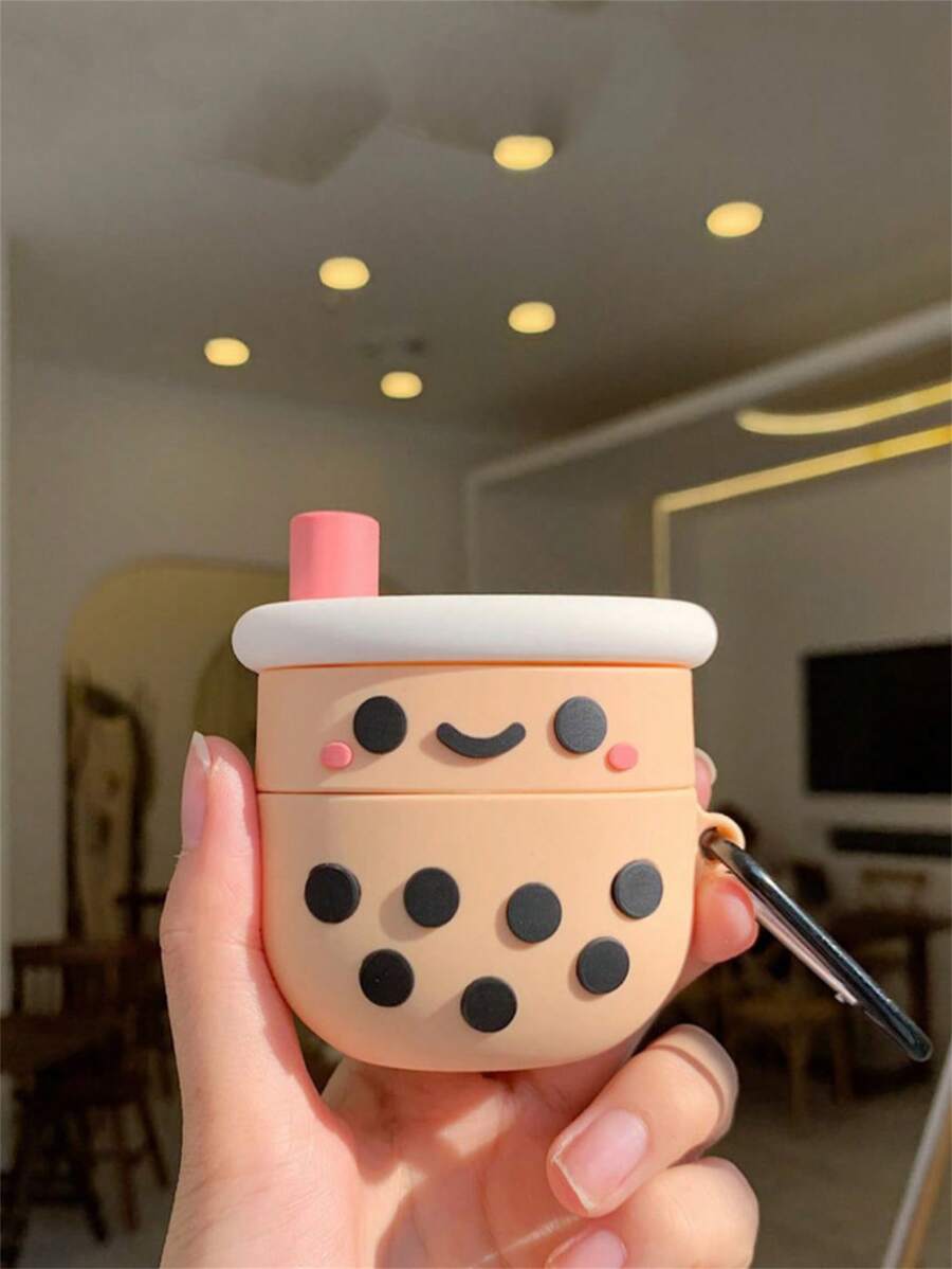 Vỏ thiết kế trà sữa hoạt hình bằng silicon Tương thích với AirPods - Màu Khaki - Xem 1