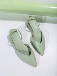 時尚后提帶高跟單鞋適用於女士粗跟淺口皮鞋