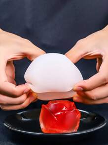 1入組花形冰模，白色矽膠冰格模具，家用