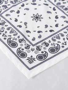 SHEIN 小女童佩斯利印花頭巾下擺吊帶上衣和運動褲 - 白色 - 查看 3