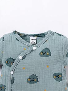 SHEIN Bé trai sơ sinh 2 Miếng Đồ họa Hoạt hình Áo liền quần chặt & 2 Miếng Mũ - Nhiều màu - Xem 6