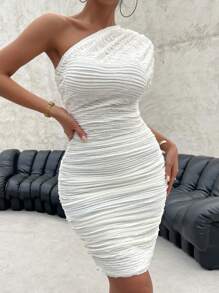 SHEIN SXY One Shoulder Ruched Bodycon Dress