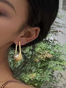Bông tai vòng trang trí ngọc trai giả - Nhiều màu - Xem 2