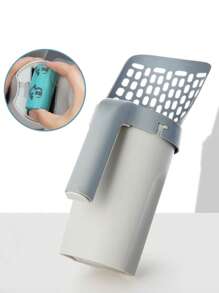 1pc Multi-function Cat Litter Shovel With Poopbag For Cat For Cleaning - Grey - View 1