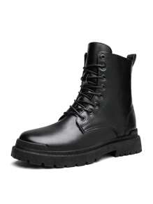 guay Botas de combate para con cordón delantero plataforma Botas - Negro - Ver 3