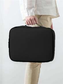 Flame Resistant File Box With Lock For Money Stationery Laptop, Travel Home File Storage Bag Portable Flame Resistant Bag Zipper Around Top Handle - Black - View 5