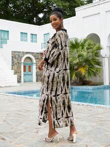 大碼紮染拼接邊下擺開叉罩衫 - 彩色 - 查看 8