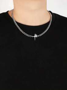 Men Star Charm Necklace, For Jewelry Gift And Party - Silver - View 1