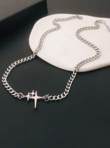 Men Star Charm Necklace, For Jewelry Gift And Party - Silver - View 4