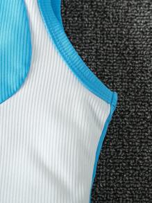 Sparklyn Girls Colourblock Ribbed Knit Tank Top - Blue - View 4