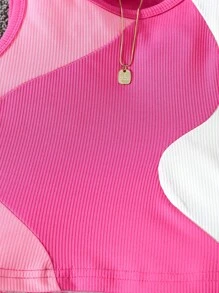 Sparklyn Girls Colour Block Ribbed Knit Tank Top - Multicolor - View 5