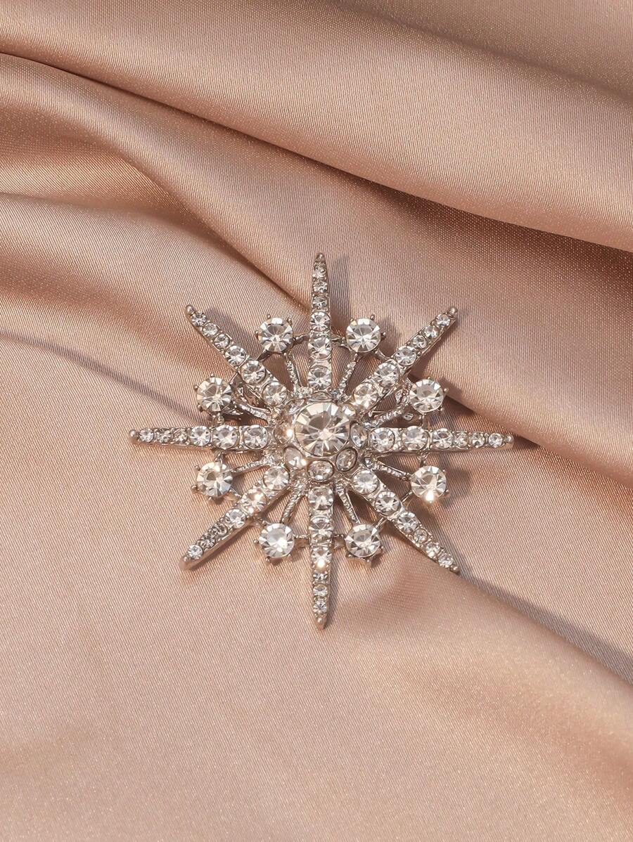 1 Kim Loại Mặt Trời Bông Tuyết Hình Kim Cương Giả Trang Trí Cài Áo Cho Bữa Tiệc Và Quà Tặng - Bạc - Xem 1
