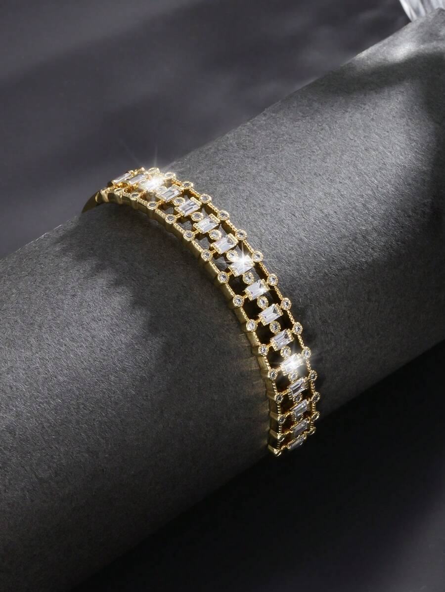 1 Vòng tay đá quý tổng hợp đá Cubic Zirconia thời trang dành cho nữ - trắng - Xem 1