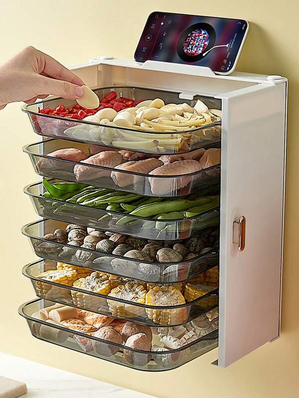 1pc Plastic Plate Storage Box, Modernist Foldable Storage Box For