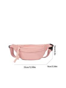 極簡腰包粉色帶拉鍊 - 粉色 - 查看 3