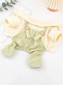 1 bộ áo liền quần thú cưng hai tông màu cho chó và mèo cho cả mùa - màu xanh lá - Xem 4