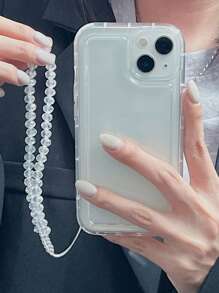 1 件時尚加厚透明防震 Tpu 手機殼附玻璃珠掛繩,相容於 Iphone - 無色 - 查看 3