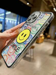 Smile Pattern Anti-fall Phone Case - Black and White - View 3