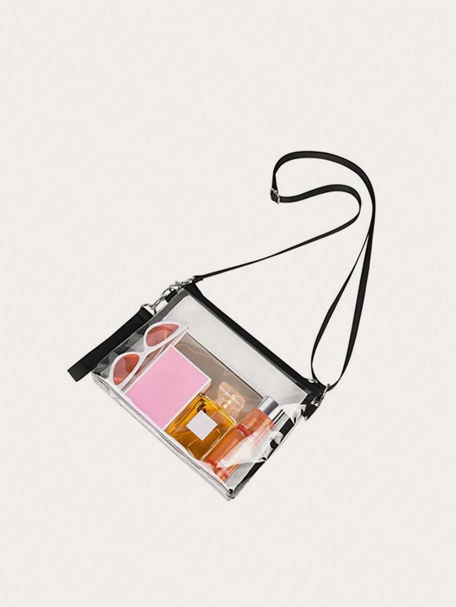 Túi đeo chéo trong suốt, Túi trong suốt được sân vận động phê duyệt, Ví có khóa kéo Túi trong suốt dành cho thể thao hòa nhạc tại nơi làm việc - Trong sáng - Xem 1