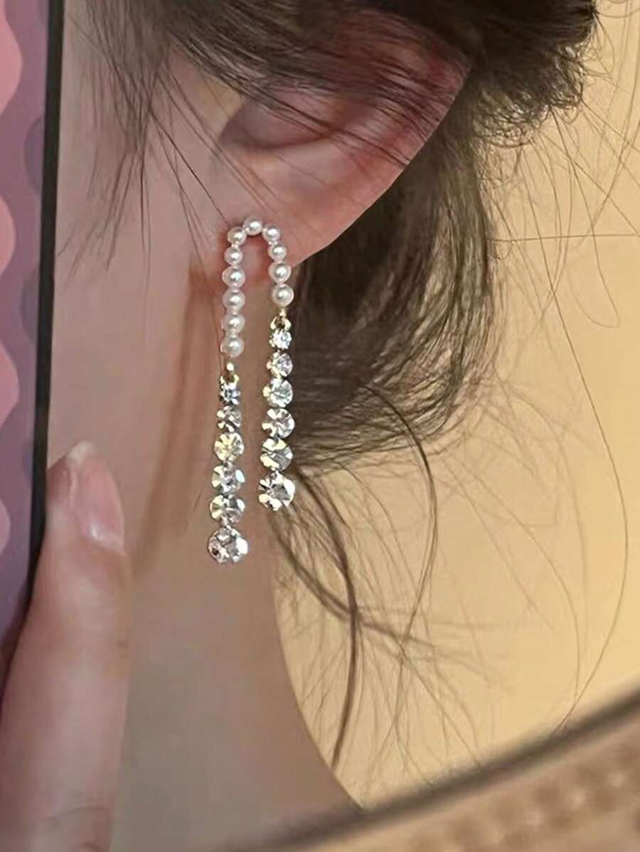 1 đôi Đúng mốt & Linh hoạt Pha lê Dát Ngọc trai Giả Tua Hoa tai Đối với phụ nữ - Nhiều màu - Xem 1