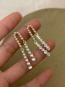 1 đôi Đúng mốt & Linh hoạt Pha lê Dát Ngọc trai Giả Tua Hoa tai Đối với phụ nữ - Nhiều màu - Xem 2