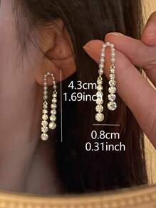 1 đôi Đúng mốt & Linh hoạt Pha lê Dát Ngọc trai Giả Tua Hoa tai Đối với phụ nữ - Nhiều màu - Xem 3